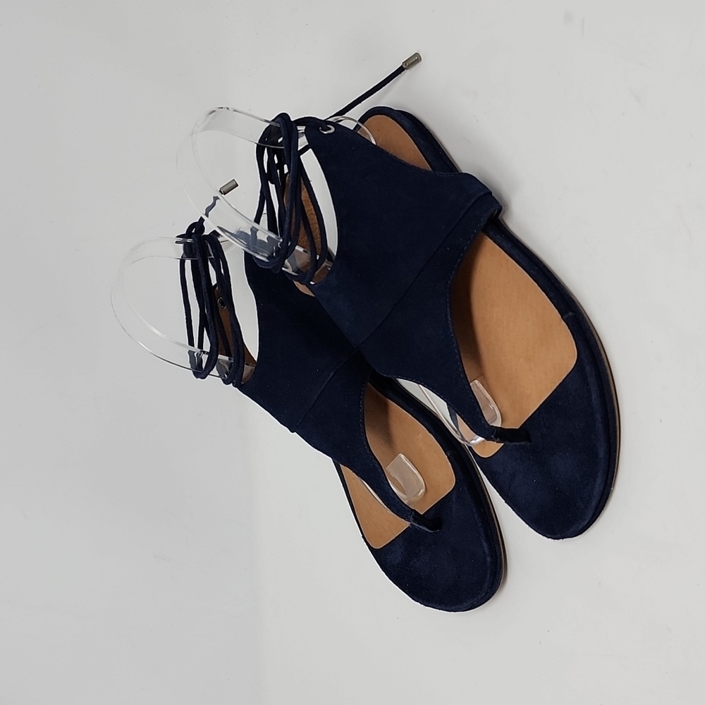 Gentle Souls Mira Ankle Wrap Tie Blue Suede Sandals Size 8